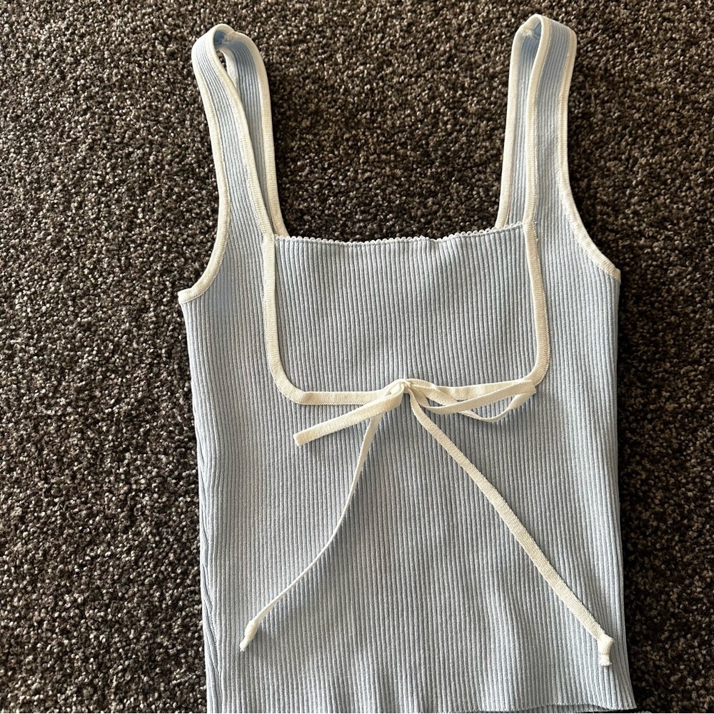 Light Blue Pleated Skirt and tank set. Like new - Picture 5 of 13